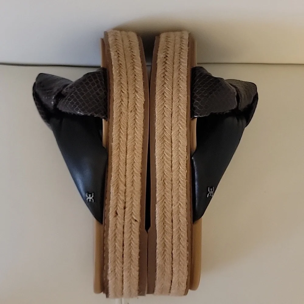 Sam Edelman Black and Brown Platform Slide Sandals